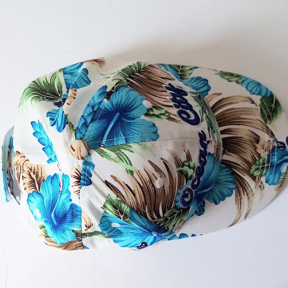 Lucky 7 Ocean City Maryland Hawaiian Floral Print Adjustable Hat Cap